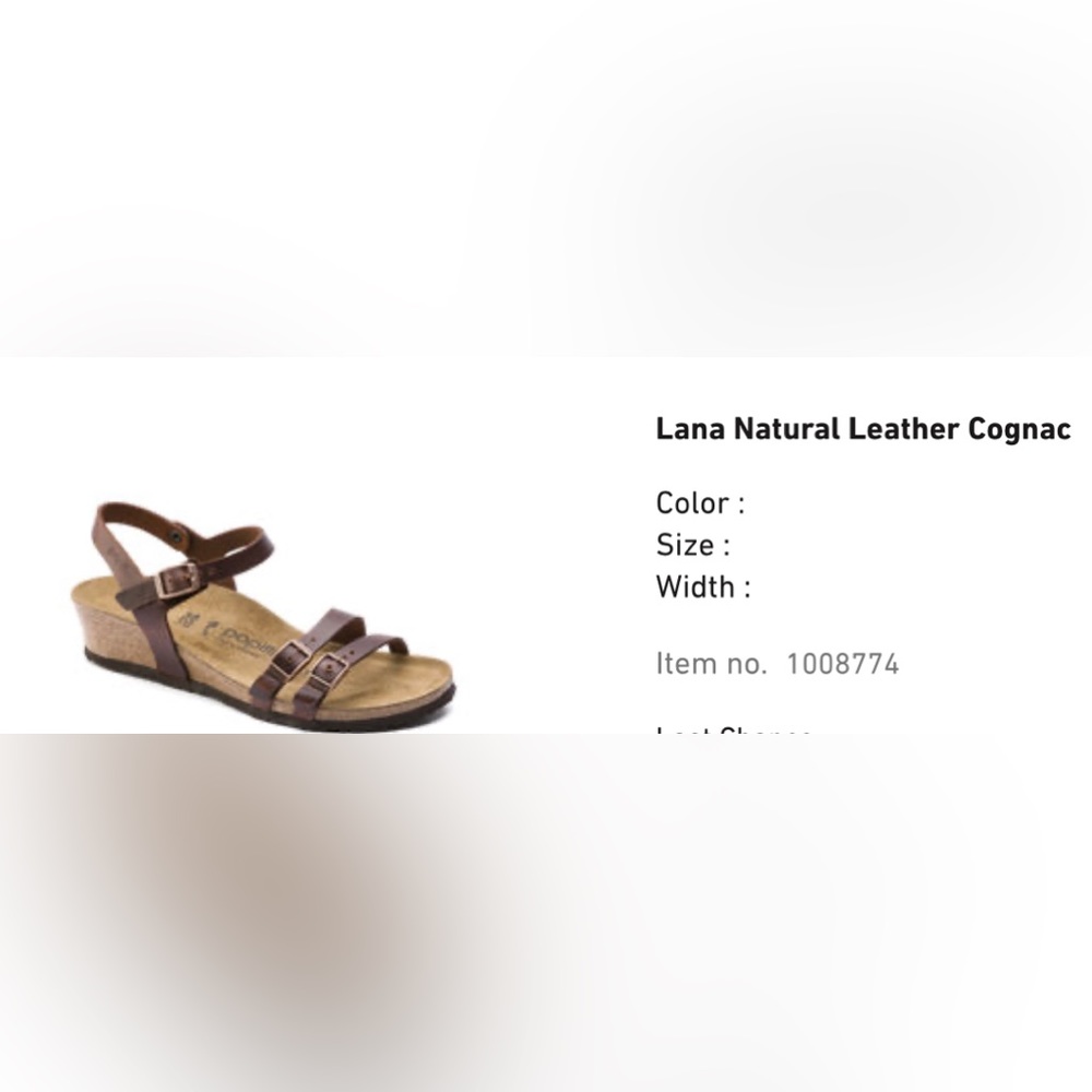 Birkenstock Lana Natural Leather Cognac sandal wedge heel size 40